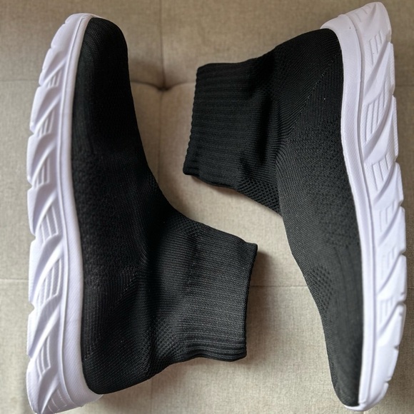 Black and White Sock Sneakers - Picture 1 of 6